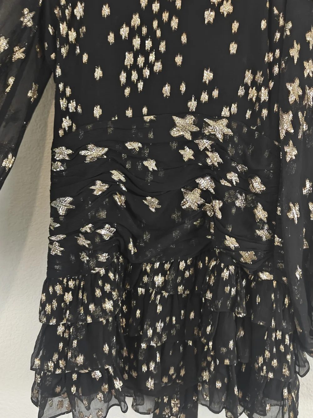 LoveShackFancy Rina Metallic Star Mini Dress Silk Blend Fairytale Party Sz 2 - Picture 6 of 16